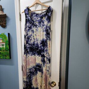 Soft Surroundings Toulouse Sleeveless Tie Dye Maxi Dress XL Indigo